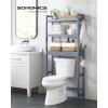 imageSONGMICS Over The Toilet Storage 3Tier Over Toilet Bathroom Organizer with Adjustable Shelf 102 x 248 x 669 Inches SpaceSaving Cloud White UBTS01WTGrey