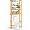 imageSONGMICS Over The Toilet Storage 3Tier Over Toilet Bathroom Organizer with Adjustable Shelf 102 x 248 x 669 Inches SpaceSaving Cloud White UBTS01WTNatural Beige