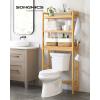 imageSONGMICS Over The Toilet Storage 3Tier Over Toilet Bathroom Organizer with Adjustable Shelf 102 x 248 x 669 Inches SpaceSaving Cloud White UBTS01WTNatural Beige