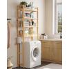 imageSONGMICS Over The Toilet Storage 3Tier Over Toilet Bathroom Organizer with Adjustable Shelf 102 x 248 x 669 Inches SpaceSaving Cloud White UBTS01WTNatural Beige