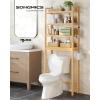 imageSONGMICS Over The Toilet Storage 3Tier Over Toilet Bathroom Organizer with Adjustable Shelf 102 x 248 x 669 Inches SpaceSaving Cloud White UBTS01WTNatural Beige