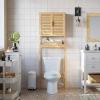 imageSONGMICS Over The Toilet Storage Cabinet Bathroom Cabinet with Adjustable Inside Shelf and Bottom Stabilizer Bar SpaceSaving Toilet Rack Natural Beige UBTS010N01Natural Beige