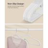 imageSONGMICS Pack of 50 Coat Hangers SpaceSaving Plastic Clothes Hangers NonSlip 02 Inches Slim 165 Inches Wide 360 Swivel Silver Hook Light Gray and Dark Gray UCRP20G50White