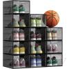 imageSONGMICS Shoe Boxes Clear Shoe Organizers Set of 12 Plastic Shoe Storage with Clear Door Easy Assembly up to US Size 13 Transparent White ULSP032W12Transparent Black