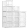 imageSONGMICS Shoe Boxes Pack of 12 Shoe Storage Organizers Stackable Clear Plastic Boxes for Closet Sneakers 131 x 91 x 56 Inches Transparent and White ULSP12SWTTransparent  White