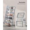 imageSONGMICS Shoe Boxes Pack of 12 Shoe Storage Organizers Stackable Clear Plastic Boxes for Closet Sneakers 131 x 91 x 56 Inches Transparent and White ULSP12SWTTransparent  Gray