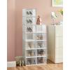 imageSONGMICS Shoe Boxes Pack of 12 Shoe Storage Organizers Stackable Clear Plastic Boxes for Closet Sneakers 131 x 91 x 56 Inches Transparent and White ULSP12SWTTransparent  White