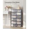 imageSONGMICS Shoe Boxes Pack of 12 Shoe Storage Organizers Stackable Clear Plastic Boxes for Closet Sneakers 131 x 91 x 56 Inches Transparent and White ULSP12SWTTransparent  Charcoal Blue