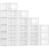 imageSONGMICS Shoe Boxes Pack of 12 Shoe Storage Organizers Stackable Clear Plastic Boxes for Closet Sneakers 131 x 91 x 56 Inches Transparent and White ULSP12SWTTransparent  White