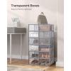 imageSONGMICS Shoe Boxes Pack of 12 Shoe Storage Organizers Stackable Clear Plastic Boxes for Closet Sneakers 131 x 91 x 56 Inches Transparent and White ULSP12SWTTransparent  Gray