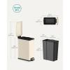 imageSONGMICS Slim Trash Can 13Gallon 50 L Garbage Can for Narrow Spaces with SoftClose Lid Inner Bucket and Stepon Pedal Stainless Steel 15 Trash Bags Included Silver ULTB510E48Sand Beige