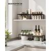imageSONGMICS Spice Racks Set of 2 Metal Cabinet Shelf Organizers Countertop Organizers Shelf Risers Stackable Expandable Silver UKCS01SVBrown