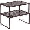 imageSONGMICS Spice Racks Set of 2 Metal Cabinet Shelf Organizers Countertop Organizers Shelf Risers Stackable Expandable Silver UKCS01SVBrown