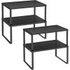 imageSONGMICS Spice Racks Set of 2 Metal Cabinet Shelf Organizers Countertop Organizers Shelf Risers Stackable Expandable Silver UKCS01SVInk Black