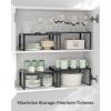 imageSONGMICS Spice Racks Set of 2 Metal Cabinet Shelf Organizers Countertop Organizers Shelf Risers Stackable Expandable Silver UKCS01SVInk Black