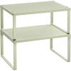 imageSONGMICS Spice Racks Set of 2 Metal Cabinet Shelf Organizers Countertop Organizers Shelf Risers Stackable Expandable Silver UKCS01SVSage Green