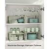 imageSONGMICS Spice Racks Set of 2 Metal Cabinet Shelf Organizers Countertop Organizers Shelf Risers Stackable Expandable Silver UKCS01SVSage Green