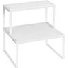 imageSONGMICS Spice Racks Set of 2 Metal Cabinet Shelf Organizers Countertop Organizers Shelf Risers Stackable Expandable Silver UKCS01SVWhite