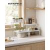 imageSONGMICS Spice Racks Set of 2 Metal Cabinet Shelf Organizers Countertop Organizers Shelf Risers Stackable Expandable Silver UKCS01SVWhite