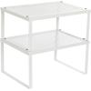 imageSONGMICS Spice Racks Set of 2 Metal Cabinet Shelf Organizers Countertop Organizers Shelf Risers Stackable Expandable Silver UKCS01SVWhite