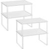 imageSONGMICS Spice Racks Set of 2 Metal Cabinet Shelf Organizers Countertop Organizers Shelf Risers Stackable Expandable Silver UKCS01SVWhite