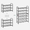 imageSONGMICS Stackable Shoe Rack 4 Tier Metal Shoes Rack Storage Shelf Holds up to 20 Pairs Shoes Adjustable Slanted Shelves Tower Organizer for Closet Entryway Small Spaces BronzeBlack