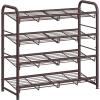imageSONGMICS Stackable Shoe Rack 4 Tier Metal Shoes Rack Storage Shelf Holds up to 20 Pairs Shoes Adjustable Slanted Shelves Tower Organizer for Closet Entryway Small Spaces BronzeBronze