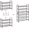 imageSONGMICS Stackable Shoe Rack 4 Tier Metal Shoes Rack Storage Shelf Holds up to 20 Pairs Shoes Adjustable Slanted Shelves Tower Organizer for Closet Entryway Small Spaces BronzeBronze