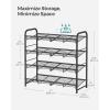 imageSONGMICS Stackable Shoe Rack 4 Tier Metal Shoes Rack Storage Shelf Holds up to 20 Pairs Shoes Adjustable Slanted Shelves Tower Organizer for Closet Entryway Small Spaces BronzeBlack