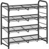 imageSONGMICS Stackable Shoe Rack 4 Tier Metal Shoes Rack Storage Shelf Holds up to 20 Pairs Shoes Adjustable Slanted Shelves Tower Organizer for Closet Entryway Small Spaces BronzeBlack