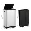 imageSONGMICS Trash Can 12Gallon Pedal Garbage Can Stainless Steel Step Bin Plastic Inner Bucket and Lid Soft Closure Fingerprint Proof for Kitchen Living Room Silver ULTB007E0112 Gal