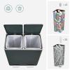 imageSONGMICS Trash Can 2 x 8 Gallon 2 x 30 L Garbage Can for Kitchen with 15 Trash Bags 2 Compartments Plastic Inner Buckets and Hinged Lids Airtight Silver and Black ULTB60NLGreenishGray