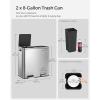 imageSONGMICS Trash Can 2 x 8 Gallon 2 x 30 L Garbage Can for Kitchen with 15 Trash Bags 2 Compartments Plastic Inner Buckets and Hinged Lids Airtight Silver and Black ULTB60NLSilver  Black