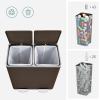 imageSONGMICS Trash Can 2 x 8 Gallon 2 x 30 L Garbage Can for Kitchen with 15 Trash Bags 2 Compartments Plastic Inner Buckets and Hinged Lids Airtight Silver and Black ULTB60NLBrown