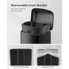 imageSONGMICS Trash Can 8 Gallon 30L Trash Bin with Lid and Inner Bucket Stainless Steel Garbage Can Soft Close Black ULTB01B30