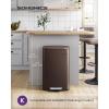 imageSONGMICS Trash Can with Lid 8 Gallon Garbage Can Stainless Steel Small Waste Bin with Step Pedal and Inner Bucket Soft Close Kitchen White ULTB102W01Brown