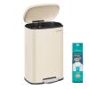 imageSONGMICS Trash Can with Lid 8 Gallon Garbage Can Stainless Steel Small Waste Bin with Step Pedal and Inner Bucket Soft Close Kitchen White ULTB102W01Sand Beige