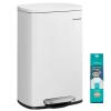 imageSONGMICS Trash Can with Lid 8 Gallon Garbage Can Stainless Steel Small Waste Bin with Step Pedal and Inner Bucket Soft Close Kitchen White ULTB102W01White