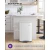 imageSONGMICS Trash Can with Lid 8 Gallon Garbage Can Stainless Steel Small Waste Bin with Step Pedal and Inner Bucket Soft Close Kitchen White ULTB102W01White