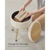 imageSONGMICS Vanity Stool Chair Small Ottoman Stool with Storage Vanity Chair 154 Dia x 174 Inches 4 Metal Legs for Makeup Room for Living Room Bedroom Cream White ULOM002W01Cream White