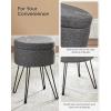 imageSONGMICS Vanity Stool Chair Small Ottoman Stool with Storage Vanity Chair 154 Dia x 174 Inches 4 Metal Legs for Makeup Room for Living Room Bedroom Cream White ULOM002W01Slate Gray