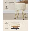 imageSONGMICS Vanity Stool Chair Small Ottoman Stool with Storage Vanity Chair 154 Dia x 174 Inches 4 Metal Legs for Makeup Room for Living Room Bedroom Cream White ULOM002W01Cream White
