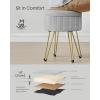 imageSONGMICS Vanity Stool Chair Small Ottoman Stool with Storage Vanity Chair 154 Dia x 174 Inches 4 Metal Legs for Makeup Room for Living Room Bedroom Cream White ULOM002W01Dove Gray
