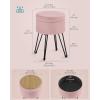 imageSONGMICS Vanity Stool Chair Small Ottoman Stool with Storage Vanity Chair 154 Dia x 174 Inches 4 Metal Legs for Makeup Room for Living Room Bedroom Cream White ULOM002W01Jelly Pink