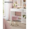 imageSONGMICS Vanity Stool Chair Small Ottoman Stool with Storage Vanity Chair 154 Dia x 174 Inches 4 Metal Legs for Makeup Room for Living Room Bedroom Cream White ULOM002W01Jelly Pink
