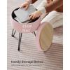 imageSONGMICS Vanity Stool Chair Small Ottoman Stool with Storage Vanity Chair 154 Dia x 174 Inches 4 Metal Legs for Makeup Room for Living Room Bedroom Cream White ULOM002W01Jelly Pink