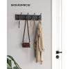 imageSONGMICS WallMounted Coat Rack Hook Rack 4 Dual Metal Hooks for Coats Bags Keys in the Entryway Bedroom Living Room White ULHR23WTBlack