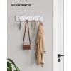 imageSONGMICS WallMounted Coat Rack Hook Rack 4 Dual Metal Hooks for Coats Bags Keys in the Entryway Bedroom Living Room White ULHR23WTWhite