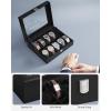 imageSONGMICS Watch Box 12Slot Watch Case with Large Glass Lid Removable Watch Pillows Watch Box Organizer Gift for Loved Ones Black Synthetic Leather Gray Lining UJWB12BKBlack  Black