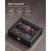 imageSONGMICS Watch Box 12Slot Watch Case with Large Glass Lid Removable Watch Pillows Watch Box Organizer Gift for Loved Ones Black Synthetic Leather Gray Lining UJWB12BKBlack  Wine Red
